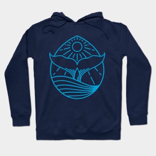 Blue Whale Tail Line Art Hoodie